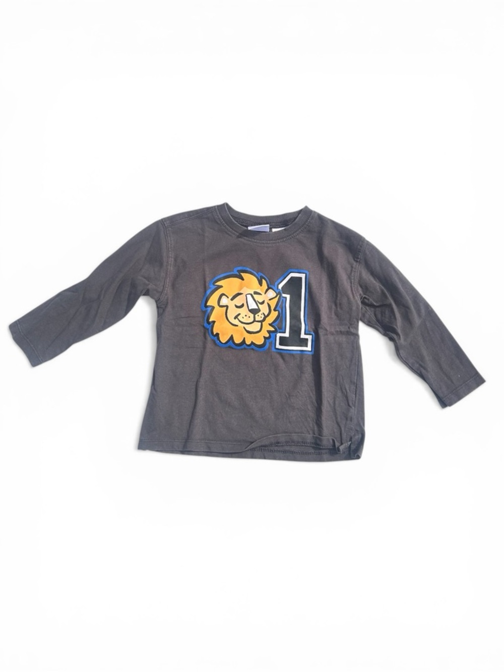 Zara Baby Boy Lion "1" Graphic Long Sleeve Tee Charcoal Grey 18-24M